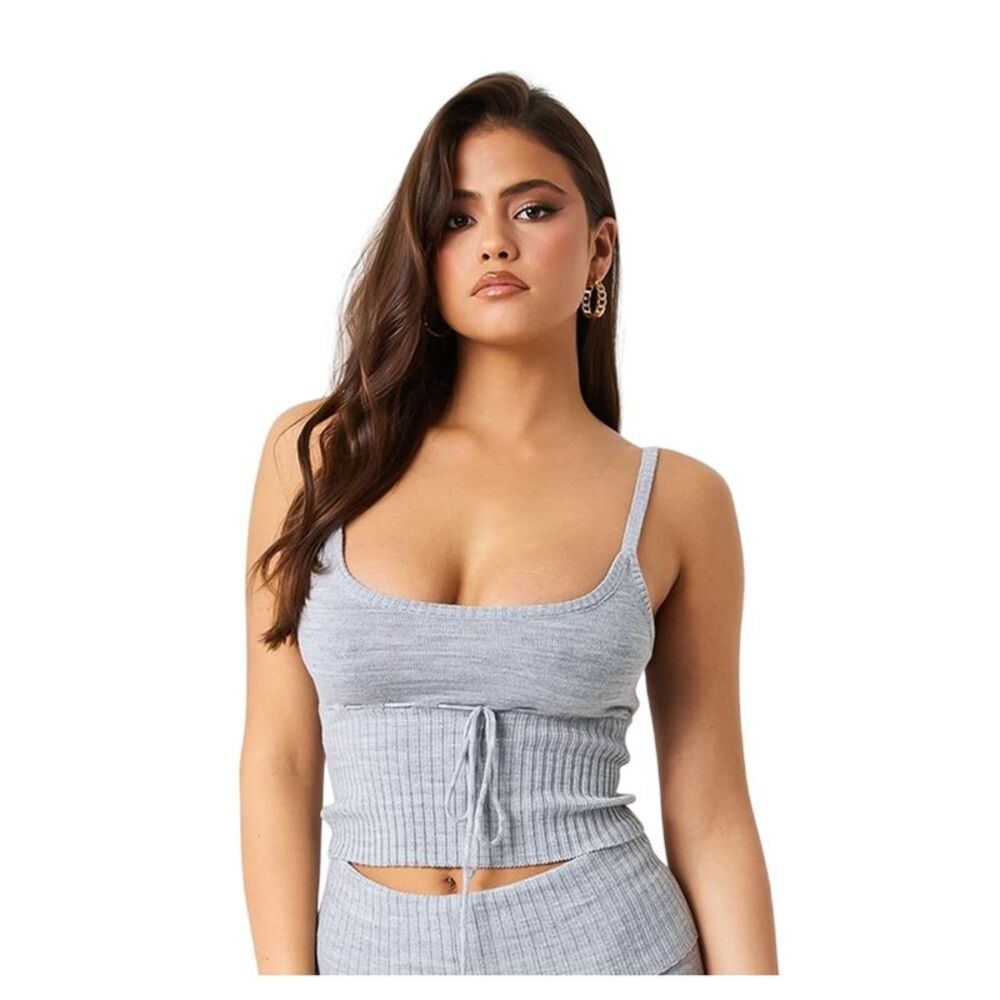 Missy Empire Womens/Ladies Front Tie Camisole / Gray